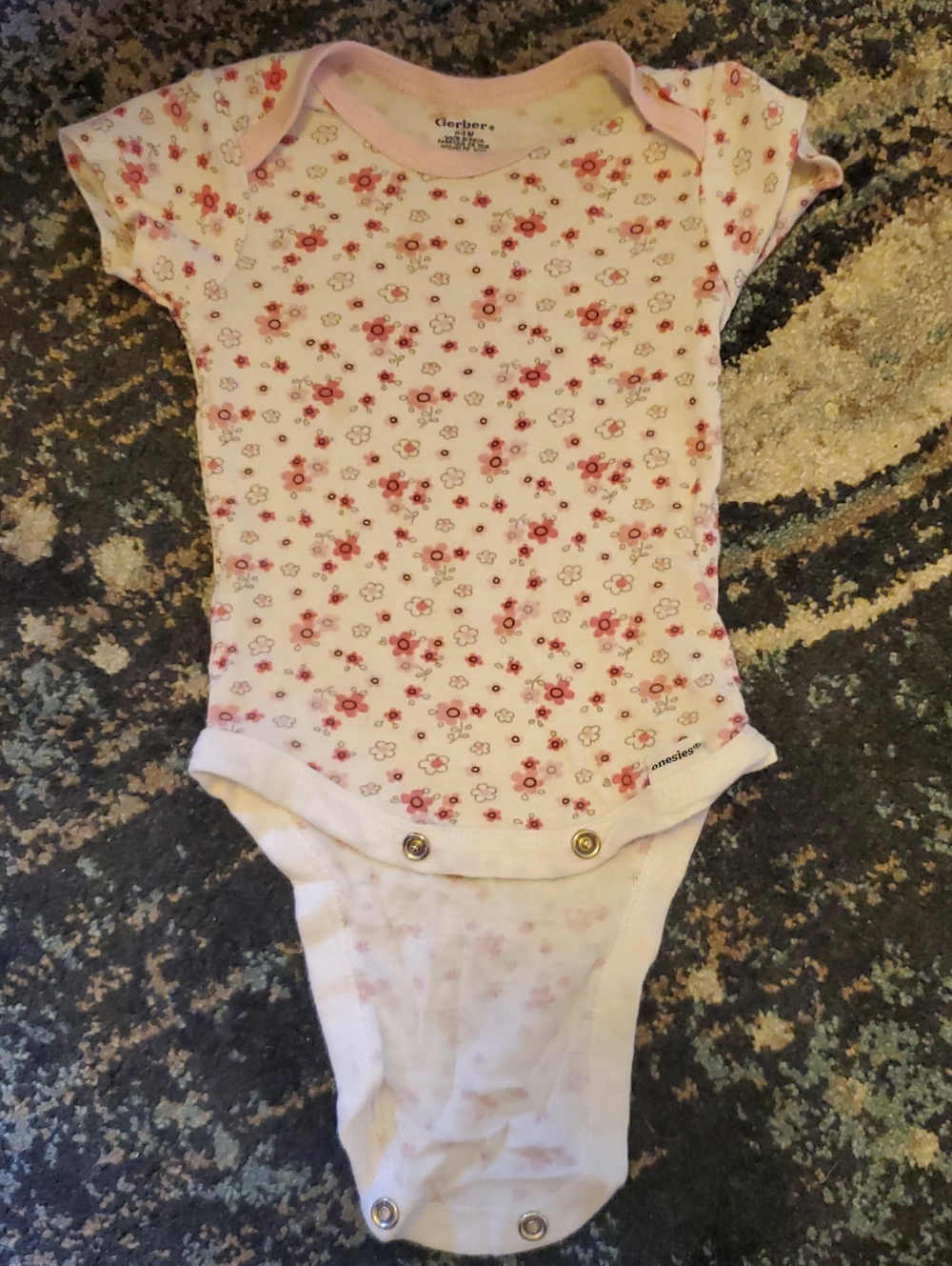 Gerber White and Pink Floral Baby Bodysuit